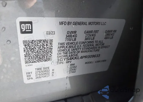 2023 Cadillac Escalade Esv 4Wd Premium Luxury z USA, uszkodzony, nr VIN 1GYS4KKL4PR309633